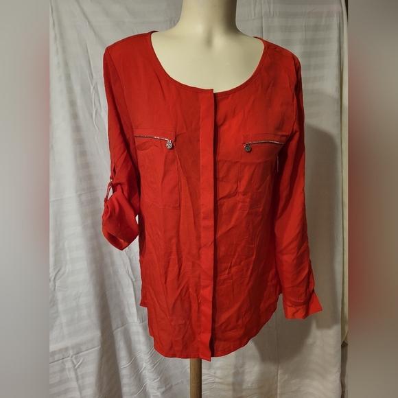 Anne Klein Red Blouse, Size Medium - Picture 1 of 6